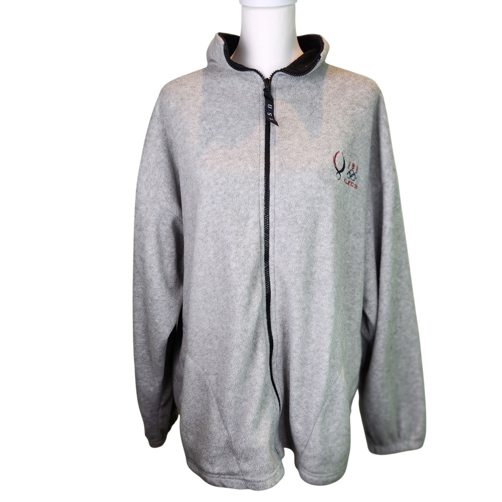 Vintage USA Beijing 08 Olympics Fleece Jacket Grey Retro Sportswear Y2K XL